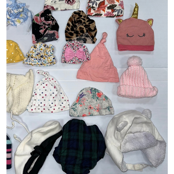 Lot of 18 Baby Girl Assorted Hats Bundle One Size Multi-color Pink - Picture 4 of 7